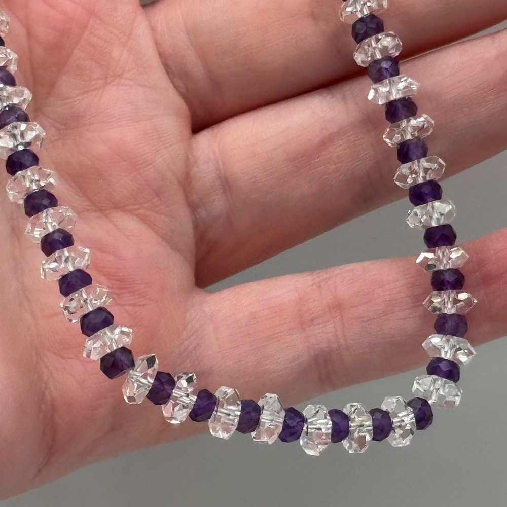 Deb Guyot Herkimer Quartz Bead Beaded Necklace Sterling Silver